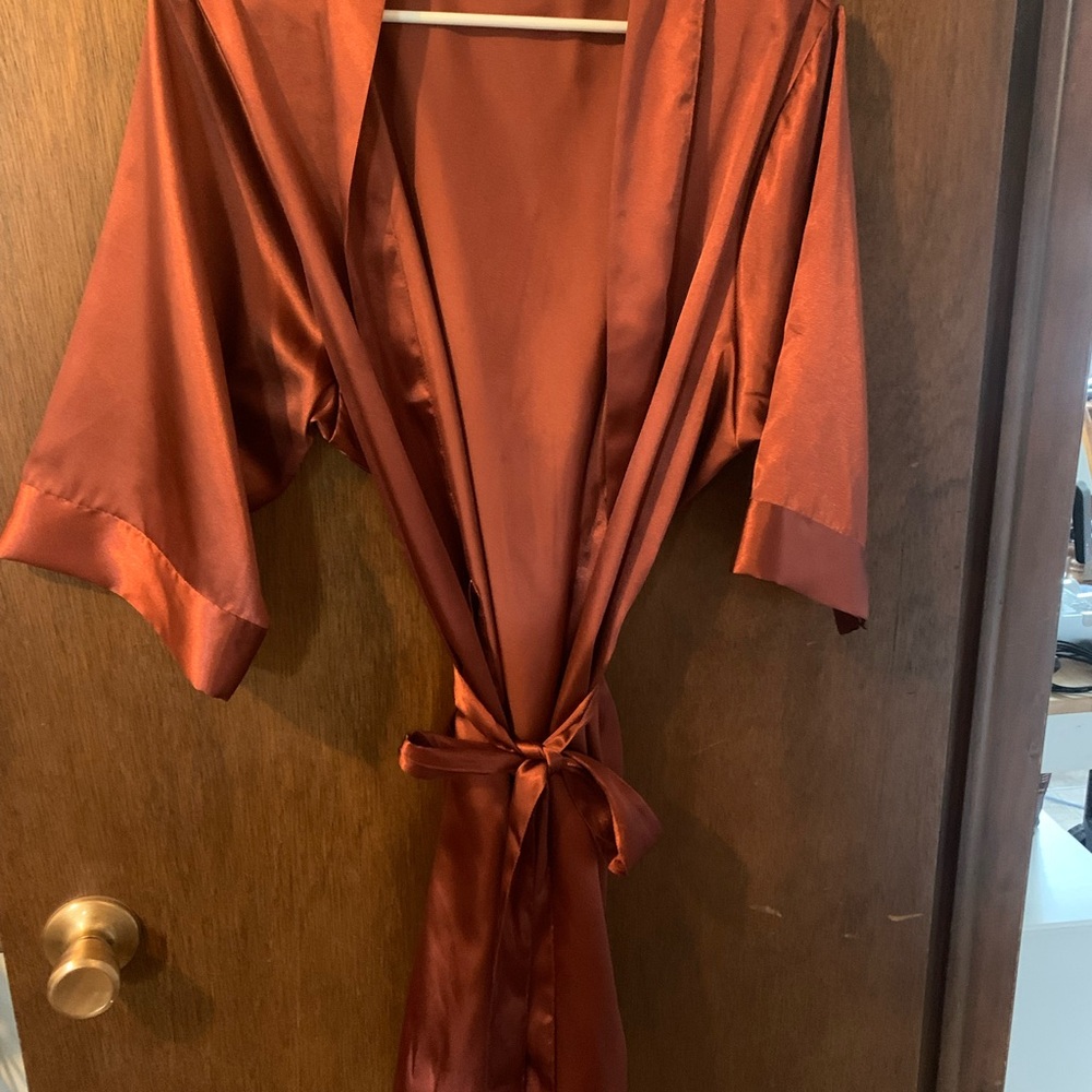 Elegant Rust Satin Robe